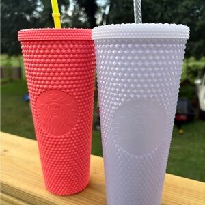 Starbucks Textured Tumblers - Pink and White